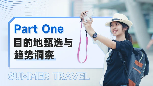 蓝色商务风8月旅游攻略暑期限定远方日记