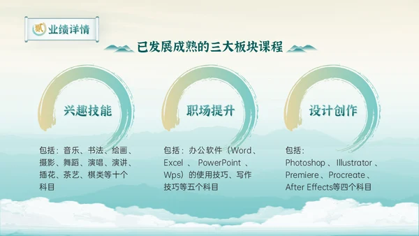 新中式清雅风格年中工作总结通用PPT模板