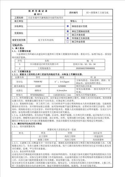 施工测量方案交底记录