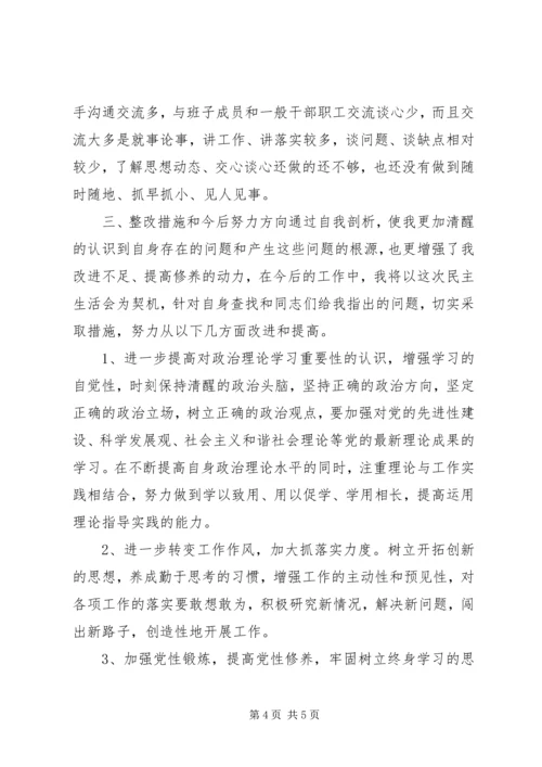 XX年民主生活会发言稿 (2).docx