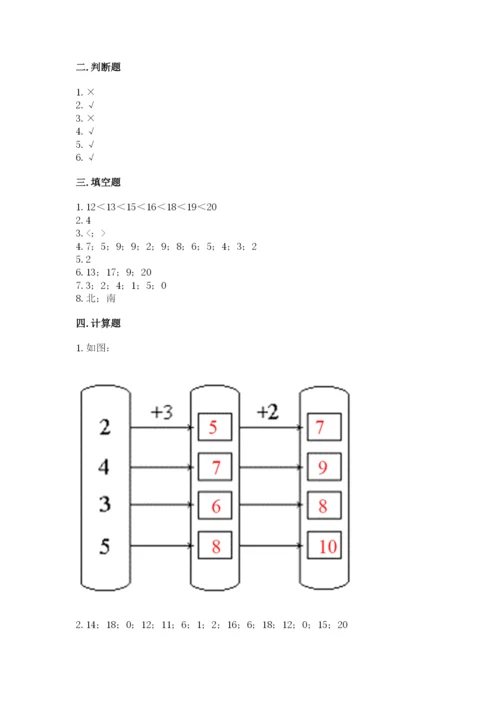 小学数学试卷一年级上册数学期末测试卷【研优卷】.docx