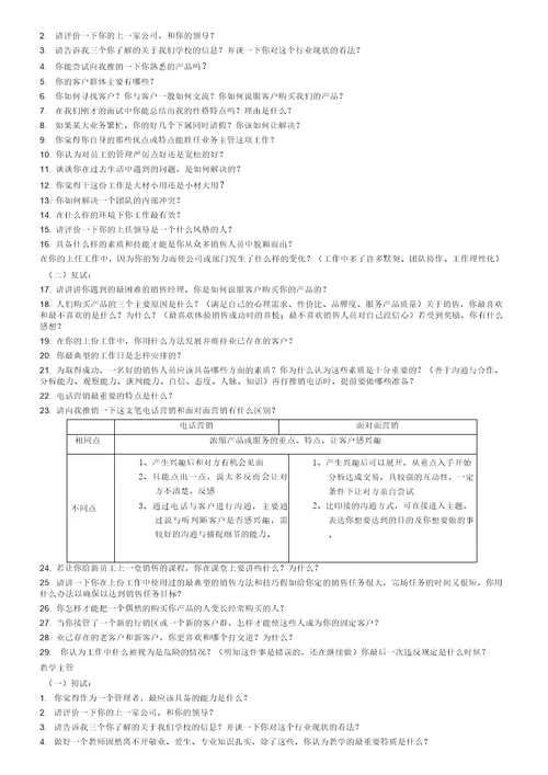 教育机构面试常问问题