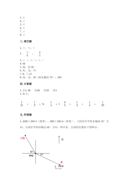 人教版六年级上册数学期中考试试卷附答案【培优】.docx