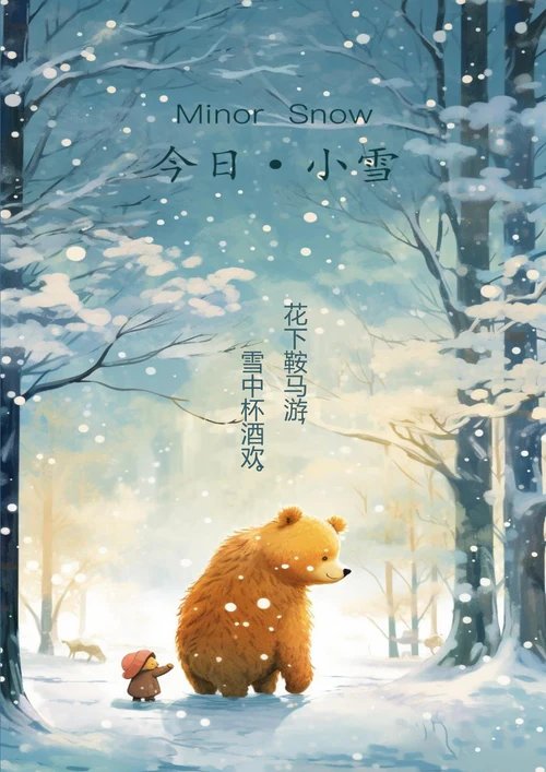 卡通可爱熊小雪海报