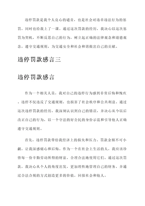 违停罚款感言