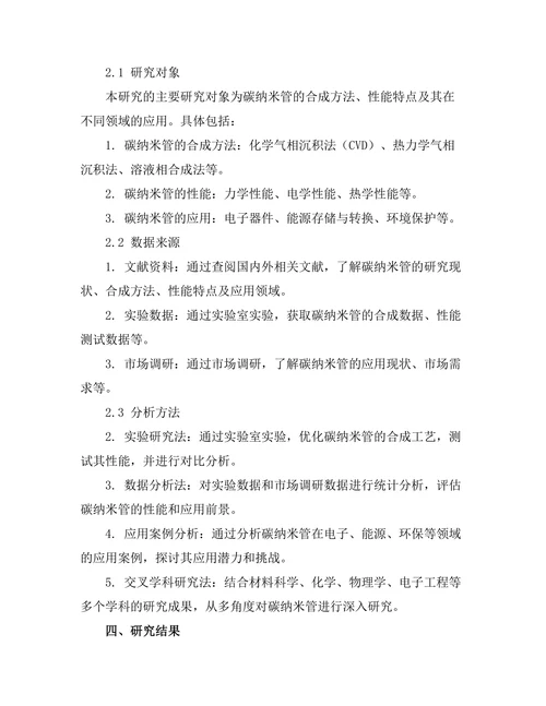 碳纳米管的合成与应用研究