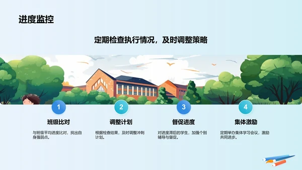 蓝色插画风高考誓师冲刺计划PPT模板