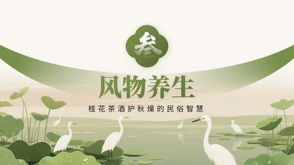 橄榄绿中国风二十四节气之白露节气知识讲座PPT模版