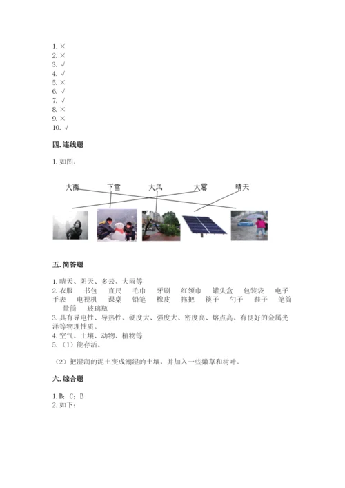 教科版二年级上册科学期末测试卷及参考答案1套.docx