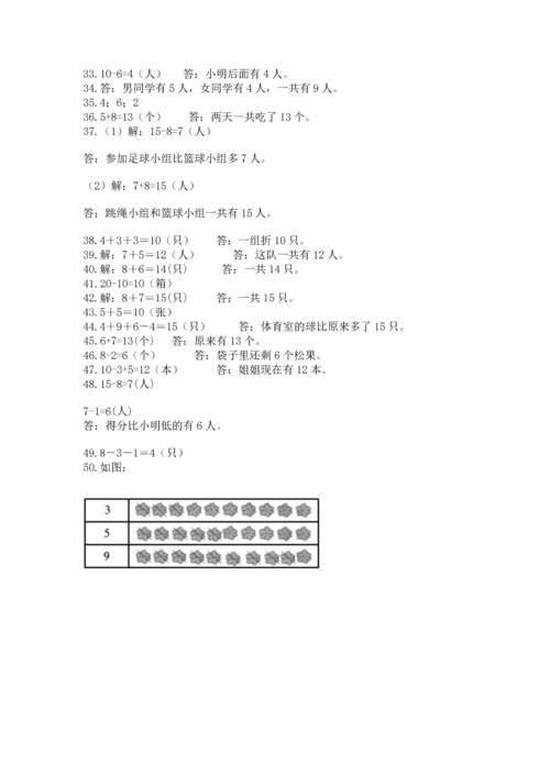一年级上册数学解决问题50道（综合题）word版.docx