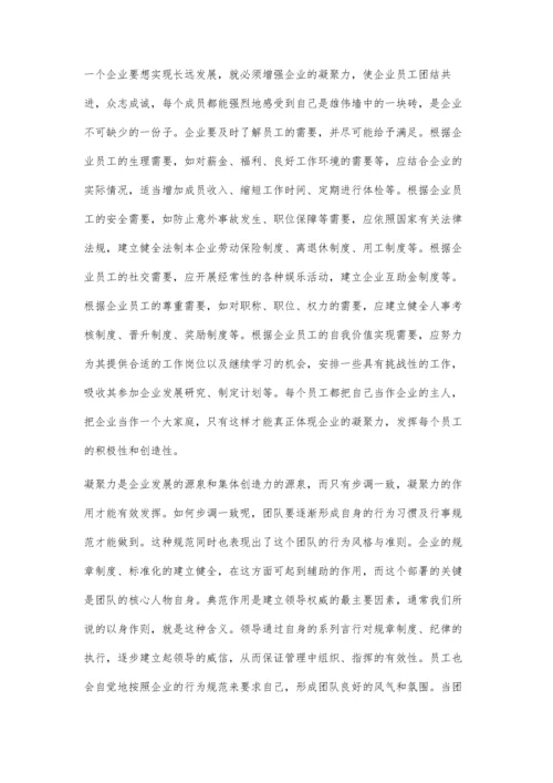 浅谈团队精神与企业凝聚力.docx
