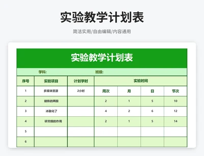 简约风实验教学计划表