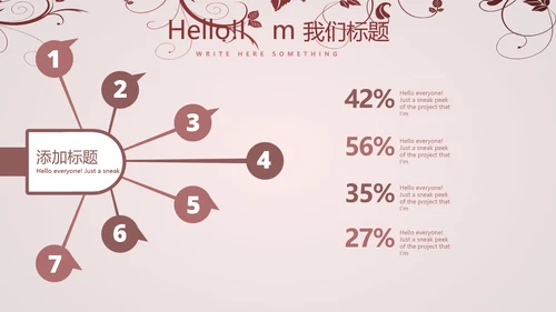 唯美剪影花纹小清新微立体工作总结通用PPT动态模板