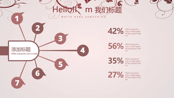 唯美剪影花纹小清新微立体工作总结通用PPT动态模板