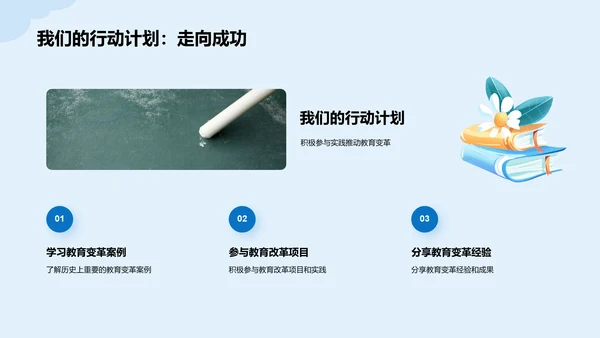 蓝色插画教育学变革事件培训课件PPT模板