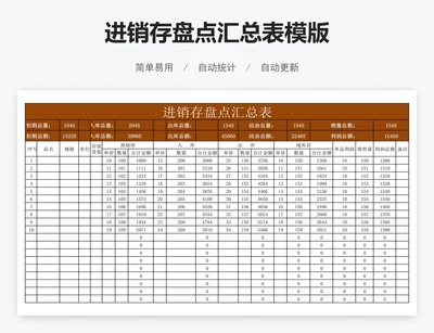 进销存盘点汇总表模版