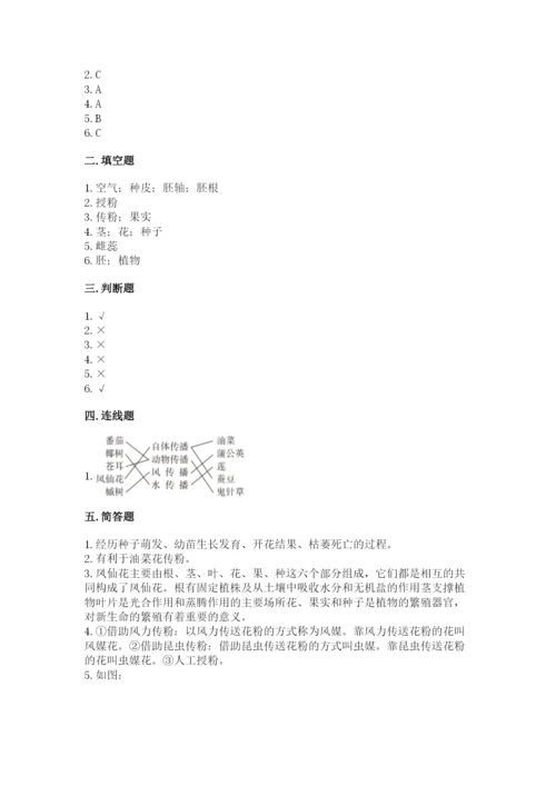 科学四年级下册第一单元植物的生长变化测试卷1套.docx