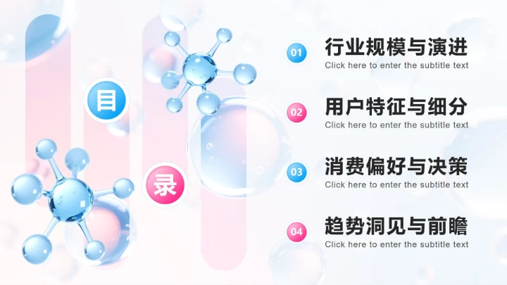 蓝粉色简约风医美医疗行业经济消费调研报告PPT模板