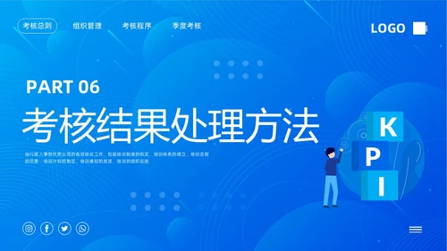 蓝色插画员工绩效考核管理PPT模板宣传PPT动态PPT