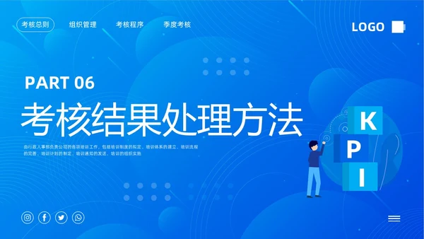 蓝色插画员工绩效考核管理PPT模板宣传PPT动态PPT