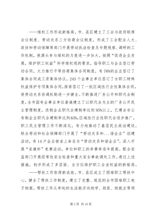 在市工会第二次代表大会上的工作报告.docx