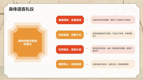 橙色水墨风文化礼仪PPT模板