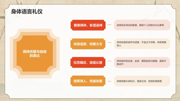 橙色水墨风文化礼仪PPT模板