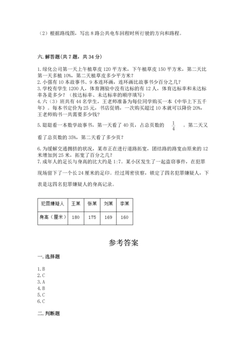 人教版六年级上册数学期末测试卷附答案（预热题）.docx