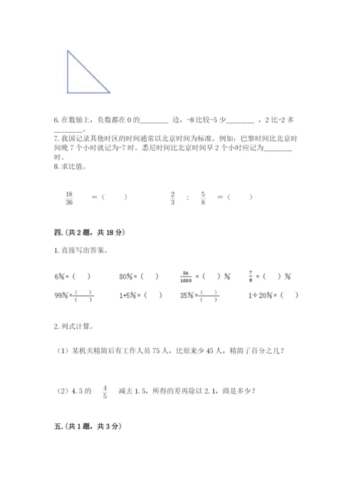 河南省平顶山市六年级下册数学期末测试卷及答案（名校卷）.docx