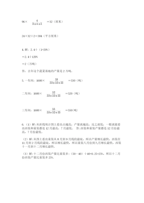 六年级毕业班数学期末考试试卷及参考答案（达标题）.docx