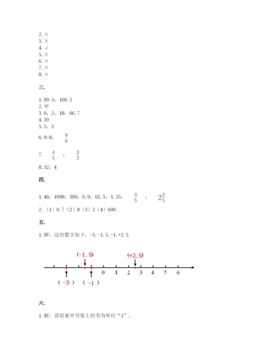 小学六年级下册数学摸底考试题带答案（培优a卷）.docx