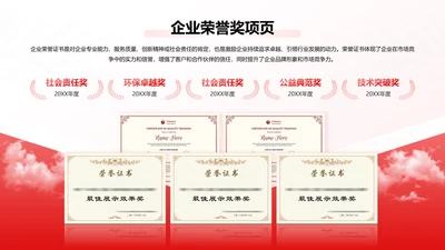 红色商务风荣誉奖项页