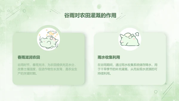 茶茶龙绿色卡通风谷雨介绍模版