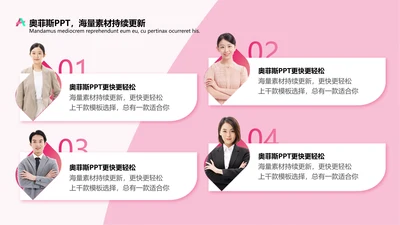 红色人物介绍并列关系4项PPT单页