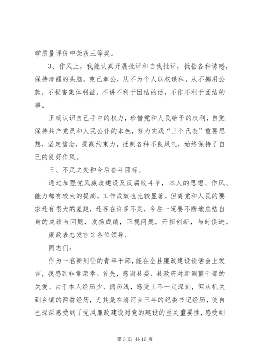 关于廉政表态发言.docx