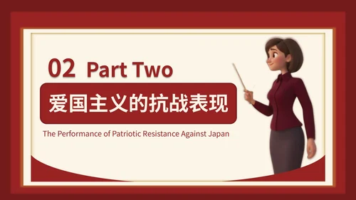 红色3D立体风七七事变的爱国主义时代解读PPT模版