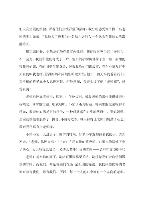 我的理想老师作文500字