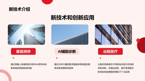 红色创意生物医疗科技研究报告PPT模板