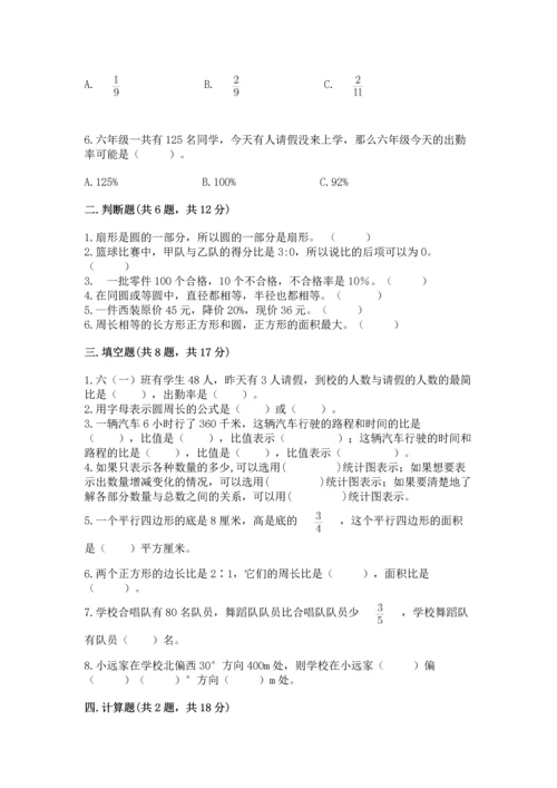 人教版六年级上册数学期末测试卷及答案【考点梳理】.docx