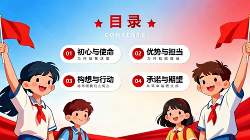 活泼党政卡通风校园共青团竞选团支书PPT模板