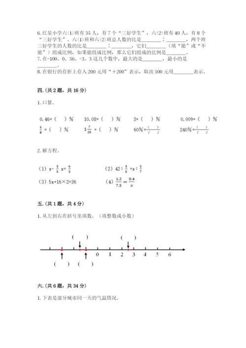 苏教版数学六年级下册试题期末模拟检测卷含答案（基础题）.docx