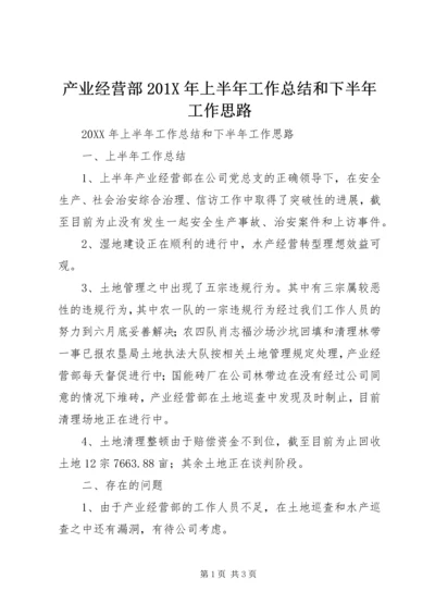 产业经营部201X年上半年工作总结和下半年工作思路.docx