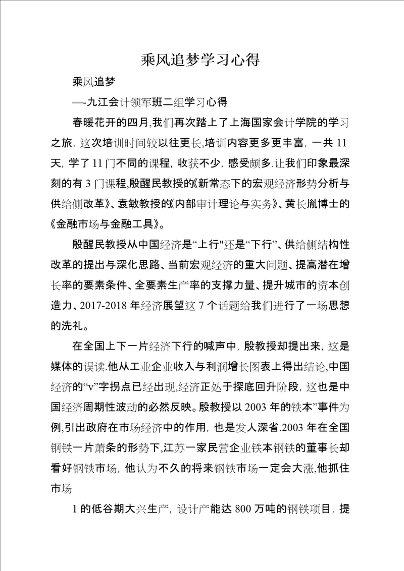 乘风追梦学习心得