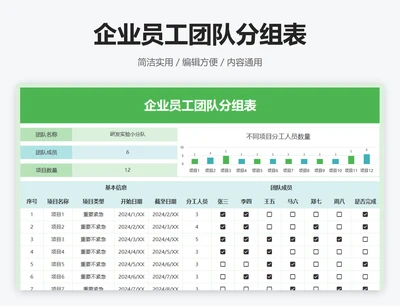 企业员工团队分组表