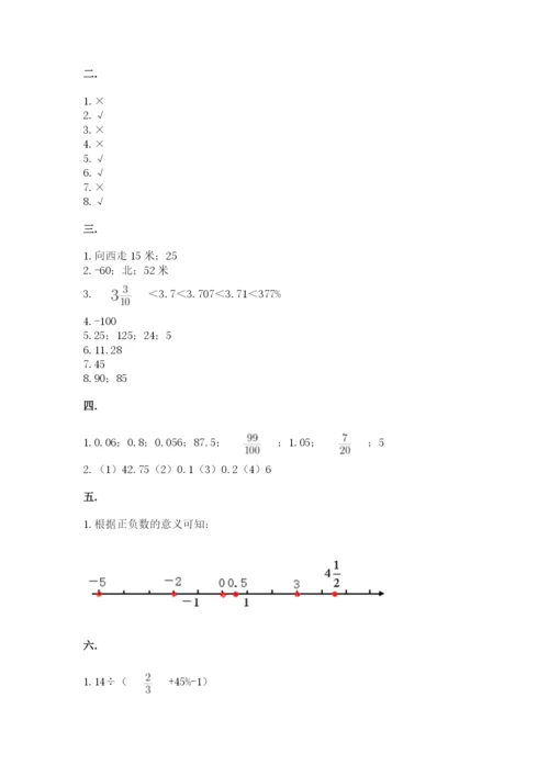 小学六年级下册数学摸底考试题精品附答案.docx