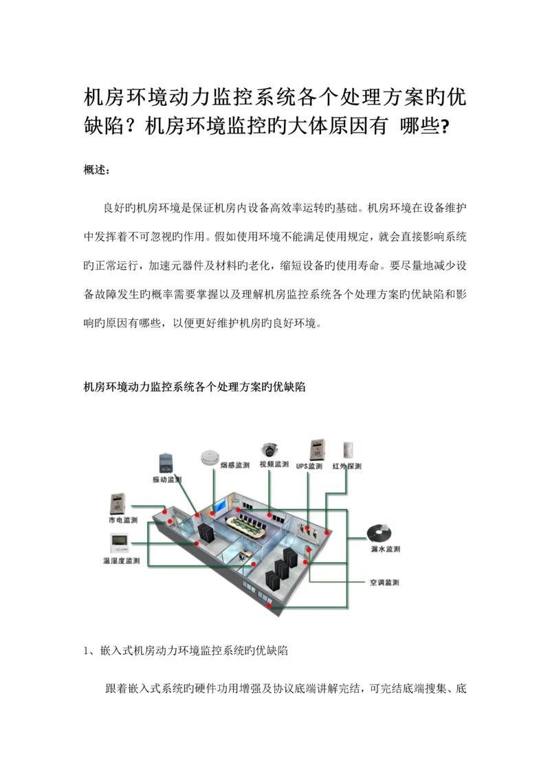 机房环境动力监控系统各个解决方案的优缺点.docx