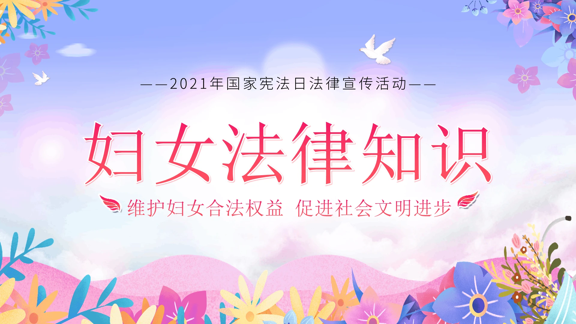 粉色水彩2021国家宪法日妇女法律知识培训讲座PPT课件