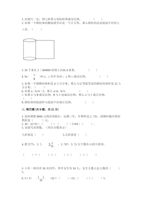 人教版六年级下册数学期末测试卷带答案（能力提升）.docx