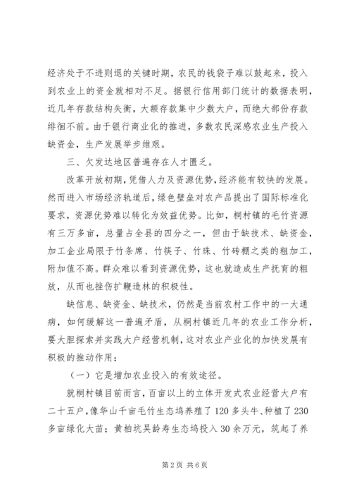 大力倡导大户经营机制　加速农业产业化进程.docx