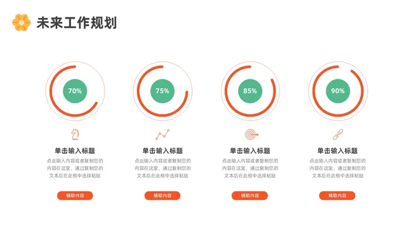 绿色黄色红色花朵简约风运营工作总结ppt模板述职报告